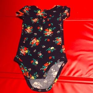 Dark blue floral onesie